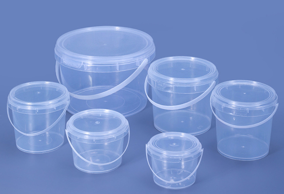Impresión plástica transparente lisa de la pantalla del cubo para la galleta o los jugos