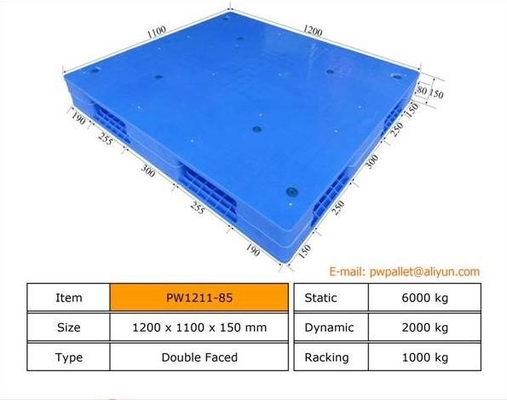 Paleta de plástico apilada azul con cantidad mínima de pedido de 450 piezas