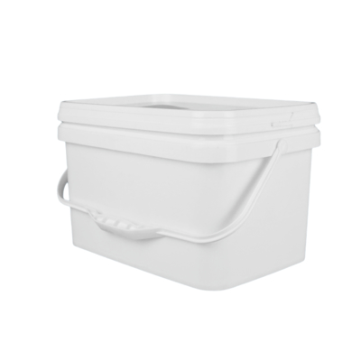 Cubo de plástico cuadrado para juguetes, con asa incluida y certificado para uso alimentario