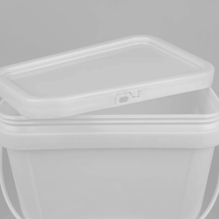 2L Cuadrado de PP de grado alimenticio cubo con mango resistente a los químicos y tapa de varios tamaños