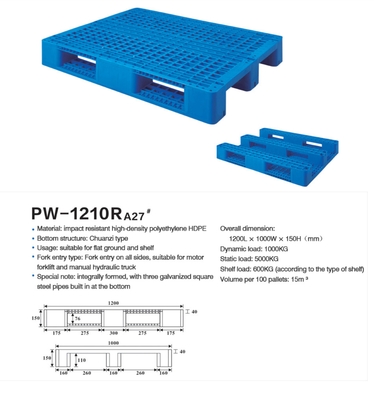 La carretilla elevadora 9 pies de cojín a prueba de humedad estándar multi de la plataforma plástica resistente espesó