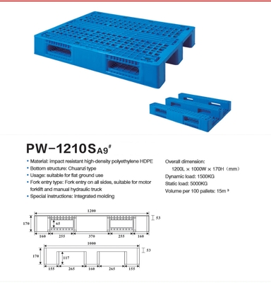 Moldeo a presión espesado plataforma plástica del estante de la carretilla elevadora de Warehouse