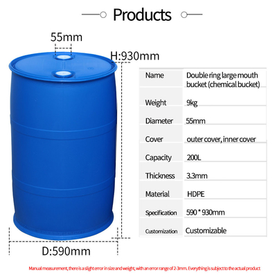 Tambor plástico azul del barril del HDPE 200L para el almacenamiento químico