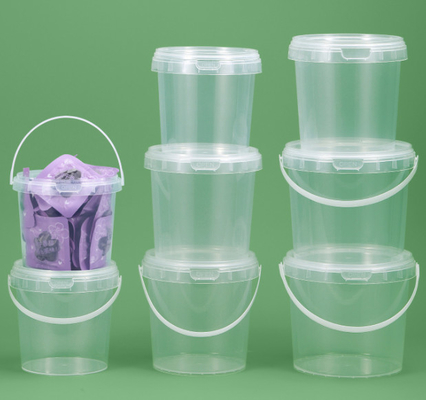 Manija de un cubo de plástico de PP/HDPE disponible en blanco con tapa