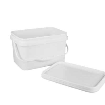 Cubo de plástico cuadrado para juguetes, con asa incluida y certificado para uso alimentario