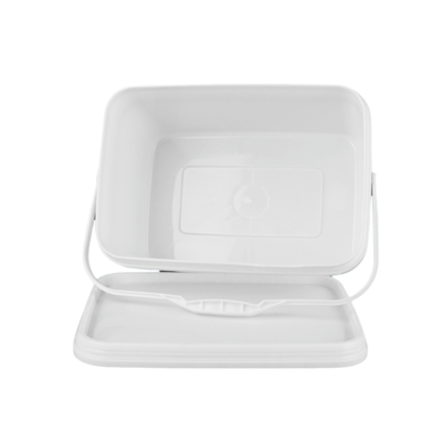 Cubo de plástico cuadrado para juguetes, con asa incluida y certificado para uso alimentario