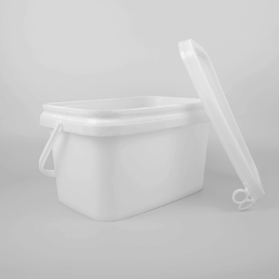 cubo del polipropileno del cubo de la casilla blanca de la categoría alimenticia 5L con la tapa