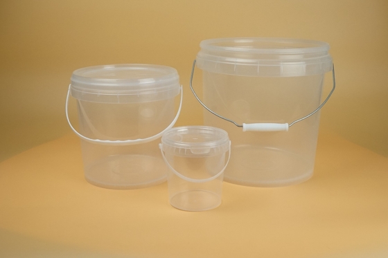 Balde de plástico transparente personalizable con diseño duradero para alimentos, salsa, galletas, helados