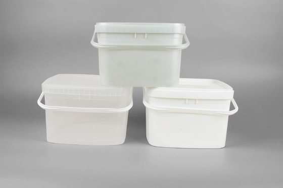cubo del polipropileno del cubo de la casilla blanca de la categoría alimenticia 5L con la tapa